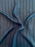 Vertical Striped Printed Fine Silk Twill - Space Navy / Black