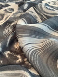 Abstract Spheres Printed Silk Georgette - Grey / Light Grey / White