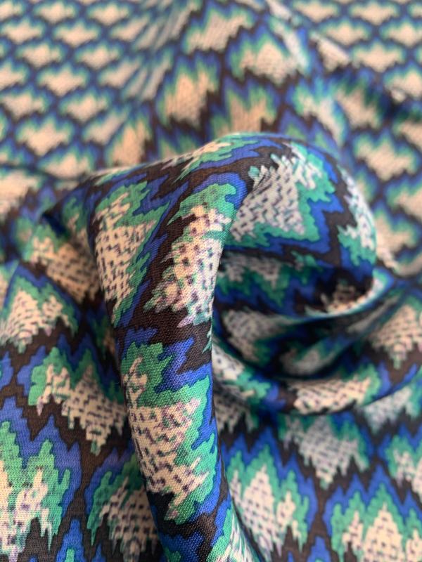 Art Deco Printed Cotton Silk Satin Shantung - Multicolor