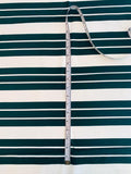 Oscar de la Renta Horizontal Striped Printed Viscose Crepe with Mechanical Stretch - Forest Green / White