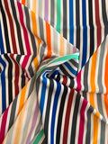 Vertical Striped Printed Viscose Crepe with Mechanical Stretch - Multicolor