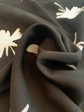 Floral Silhouette Printed Silk Crepe - Black / White