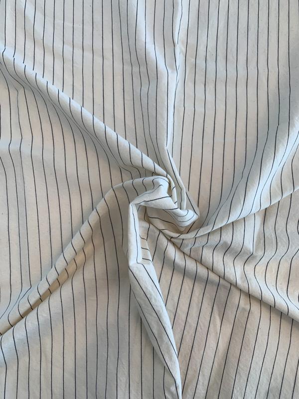 Baseball Striped Woven Cotton Chambray - Ivory/Navy