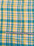 Plaid Yarn-Dyed Cotton Gauze - Turquoise / Yellow / White
