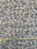 Daisy Floral Printed Cotton Linen - Periwinkle / Off-White / Yellow / Red
