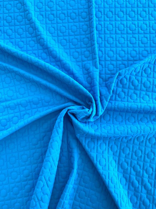 Art Deco Textured Novelty Poly Spandex Knit - Turquoise