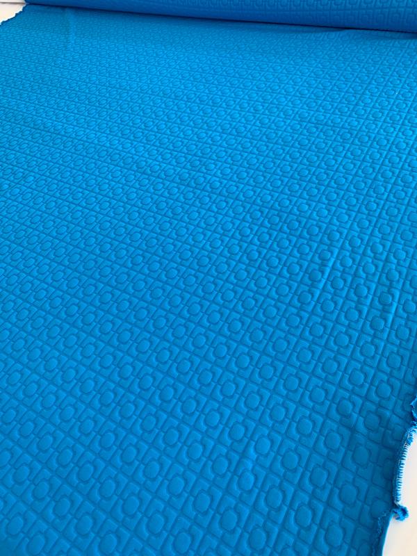 Art Deco Textured Novelty Poly Spandex Knit - Turquoise
