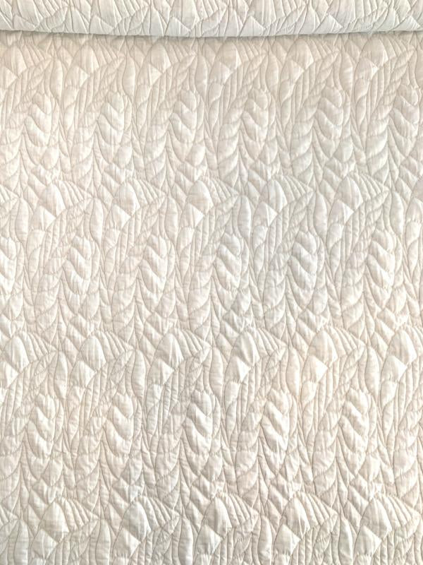 Quilt-Like Leaf Poly Spandex Novelty Knit - Off-White