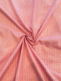Plaid Semi-Seersucker Cotton Shirting - Magenta / White / Red