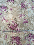 Ralph Lauren Floral Bouquets Printed Lightweight Silk Shantung - Tan / Olive / Purple