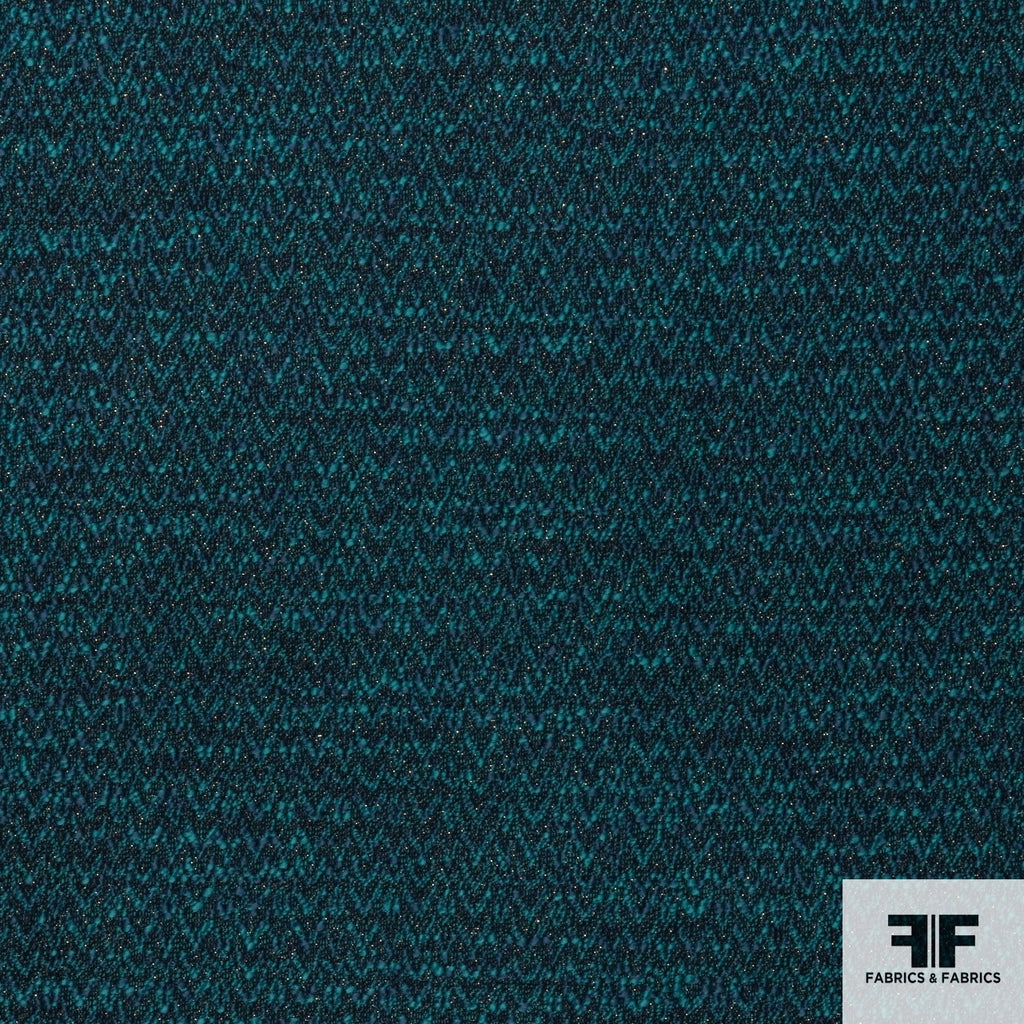 Turquoise Textured Cotton Blend Tweed - Fabrics & Fabrics