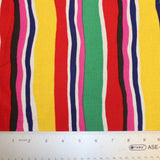 Wavy Striped Printed Cotton Pique - Multicolor