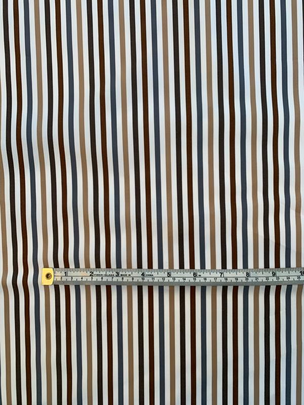 Vertical Striped Yarn-Dyed Cotton Shirting - Brown / Tan / Grey / White