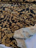 Romantic Gold Foil Floral Printed Linen - Gold / Black / Brown