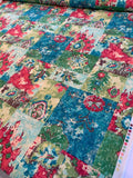 Patchwork Floral Printed Cotton Linen - Multicolor