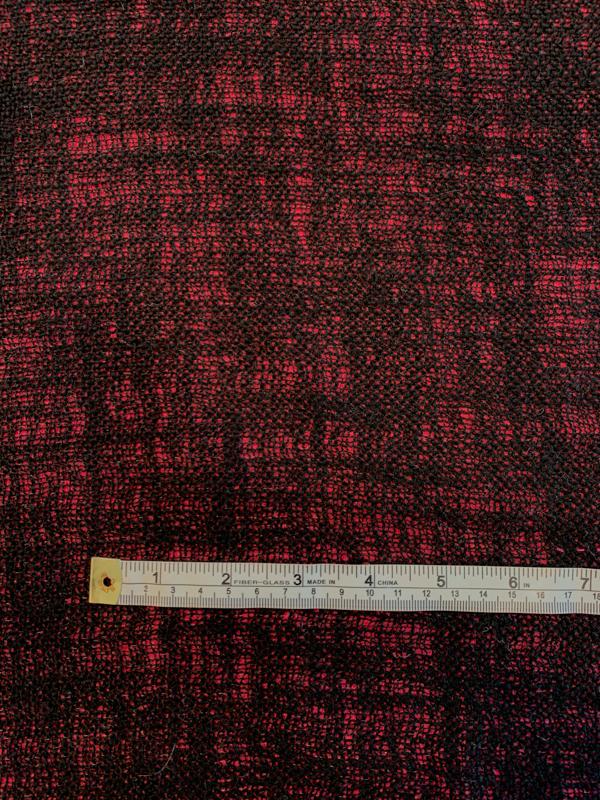 Bonded 2-Ply Novelty Boucle Cotton Suiting - Black / Fuchsia