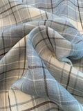 Plaid Yarn-Dyed Linen Rayon Suiting - Pale Blue / Grey / Ivory / Mocha