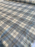 Plaid Yarn-Dyed Linen Rayon Suiting - Pale Blue / Grey / Ivory / Mocha