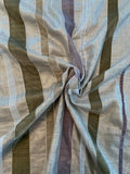 Novelty Silver Foil Printed Linen with Vertical Stitched Velvet Trim - Silver / Tan / Grey