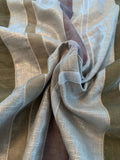 Novelty Silver Foil Printed Linen with Vertical Stitched Velvet Trim - Silver / Tan / Grey