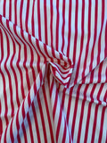 Vertical Striped Printed Cotton Shirting - Magenta / White