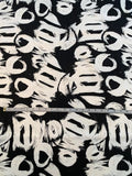 Abstract Painterly Printed Stretch Cotton Twill - Black / White