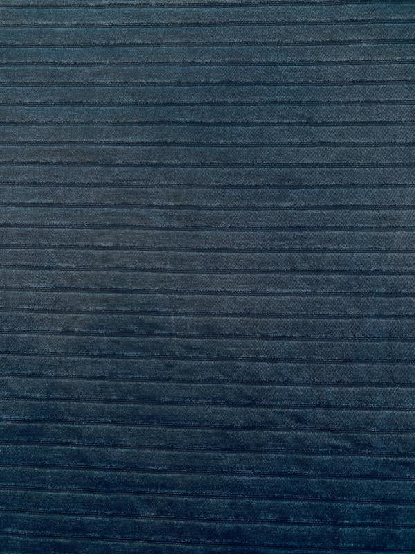 Horizontal Striped Textured Cotton Jacquard - Navy