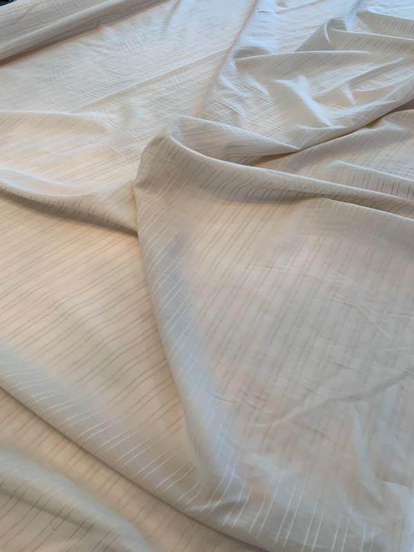 Horizontal Textured Striped Cotton Voile - Tan