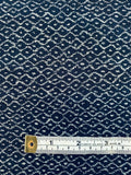 Japanese Broken Diamond Printed Cotton Linen - Navy / White