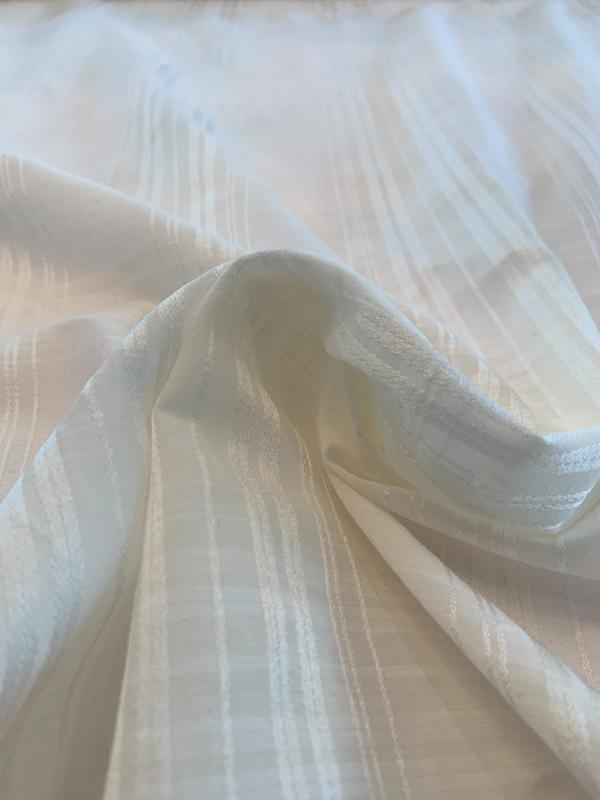 Tone-on-Tone with Sheen Plaid Silk and Cotton Voile - Ivory