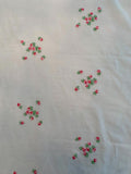 Austrian Delicate Floral Embroidered Silk and Cotton Voile - Ivory / Magenta / Green