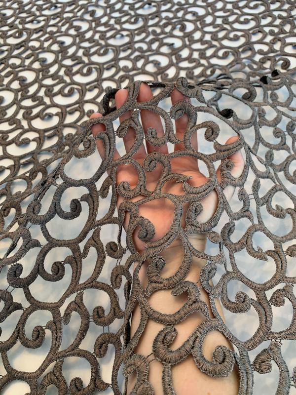 Intricate Open Guipure Lace - Grey-Bronze