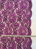 Shoshanna Double-Scalloped Floral Soutache Lace - Purple / Black
