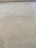 Double-Scalloped Paisley Open-Weave Guipure Lace - White