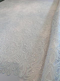 Double-Scalloped Paisley Open-Weave Guipure Lace - White