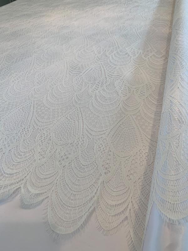 Art Deco Double-Scalloped Fine Lace - Diamond White
