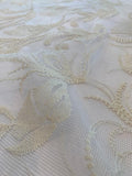 Delicate Floral Leaf Embroidered Mesh - Cream