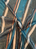 Christian Siriano Diagonal Striped Sequins - Teal / Navy / Beige / Burgundy