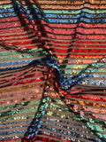 Rainbow Horizontal Striped Sequins on Tulle - Multicolor