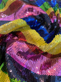 Wavy Pattern Sequins on Tulle - Multicolor