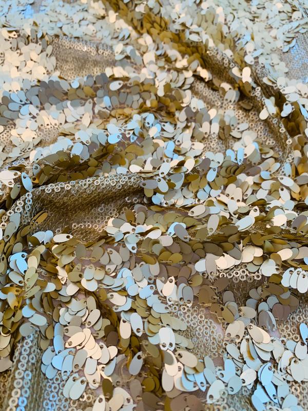 All-Over Payette Sequins on Tulle - Gold