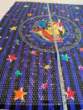 Circus Act Illustration made of Sequins on Silk Charmeuse Panel - Blue / Black / Multicolor