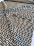 Poly Cotton Horizontal Textured Striped Organza - Black / Cream