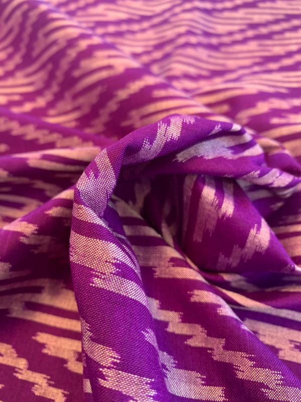 Ethnic Chevron Yarn-Dyed Woven Silk - Purple / Grey