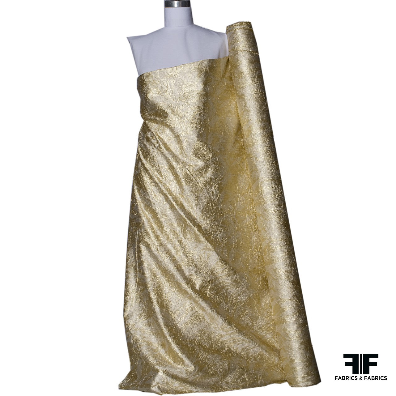 Gold/White Gold Crinkled Metallic Brocade - Fabrics & Fabrics Gold/White Gold Crinkled Metallic Brocade - Fabrics & Fabrics