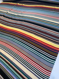 Horizontal Striped Printed Silk Twill - Multicolor