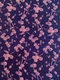 Floral Printed Silk Jacquard - Navy / Pink