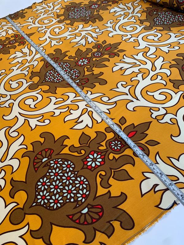 Regal Washed-Finish Printed Silk Gabardine - Tangerine / Saddle Brown / Ivory / Red