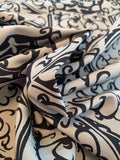 Regal Damask-Like Printed Silk and Cotton Faille - Grey / Black