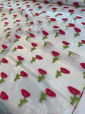 Italian Floral Sheer Fil Coupé Nylon Organza Novelty - Clear / Pink / Lime Green